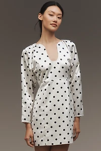 Siempre Long-Sleeve Polka Dot Mini Dress
