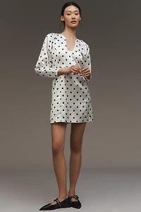 Siempre Long-Sleeve Polka Dot Mini Dress