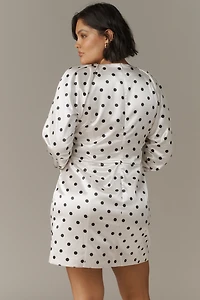 Siempre Long-Sleeve Polka Dot Mini Dress