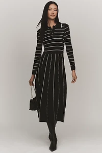 Siempre x Anthropologie Collared Long-Sleeve A-Line Midi Dress