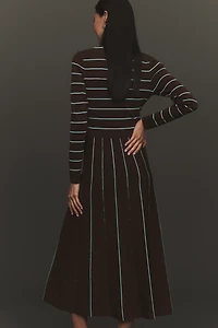 Siempre x Anthropologie Collared Long-Sleeve A-Line Midi Dress