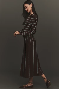 Siempre x Anthropologie Collared Long-Sleeve A-Line Midi Dress