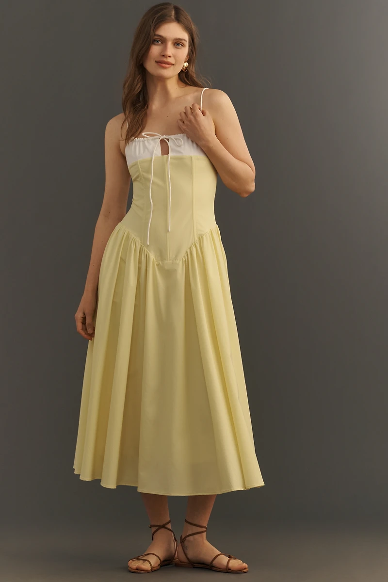 Extro&Vert Susana Sleeveless Corset Pleated Midi Dress
