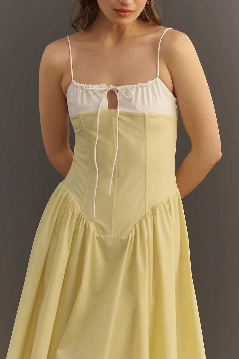 Extro&Vert Susana Sleeveless Corset Pleated Midi Dress