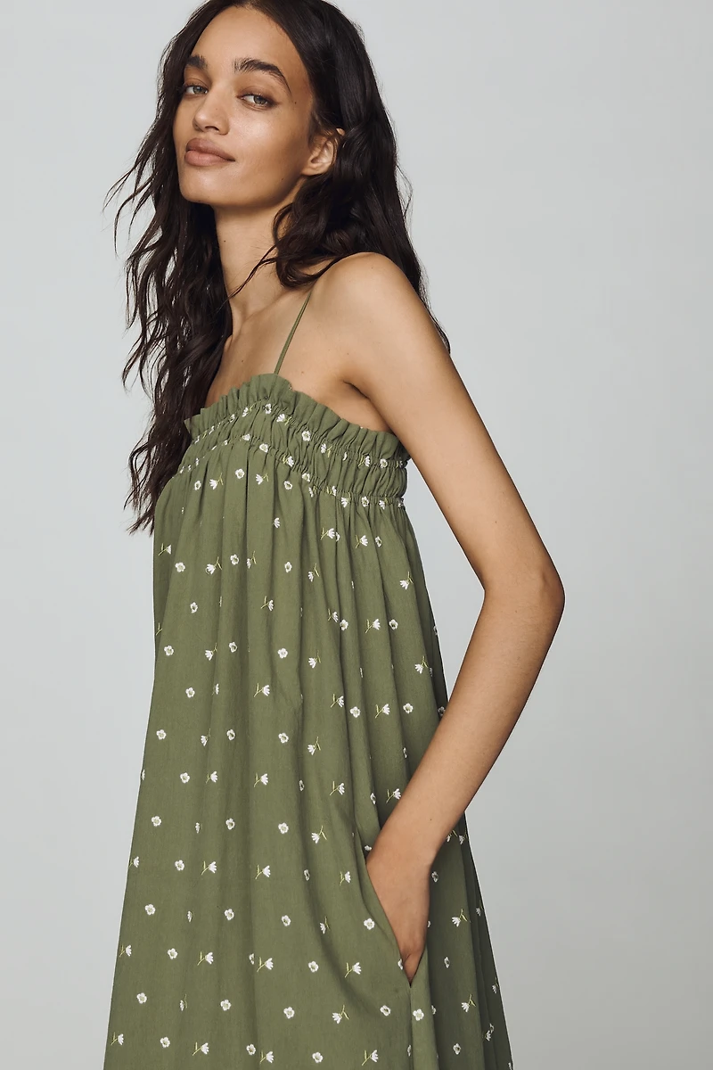 RAISONNEL 100% Cotton Smocked Midi Dress