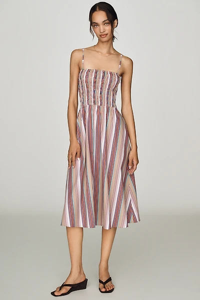 RAISONNEL 100% Cotton Smocked A-Line Midi Dress