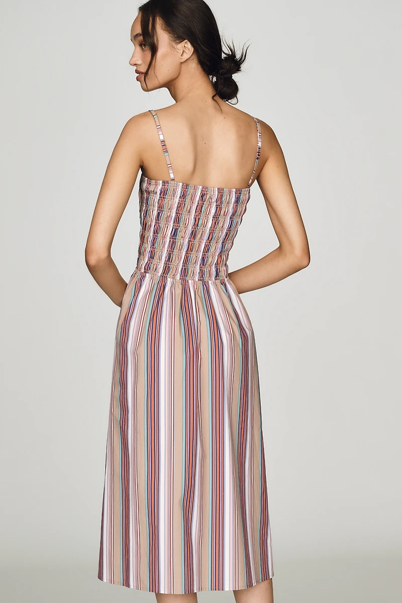 RAISONNEL 100% Cotton Smocked A-Line Midi Dress