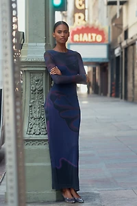 SÆMDI Long-Sleeve Mesh Maxi Dress