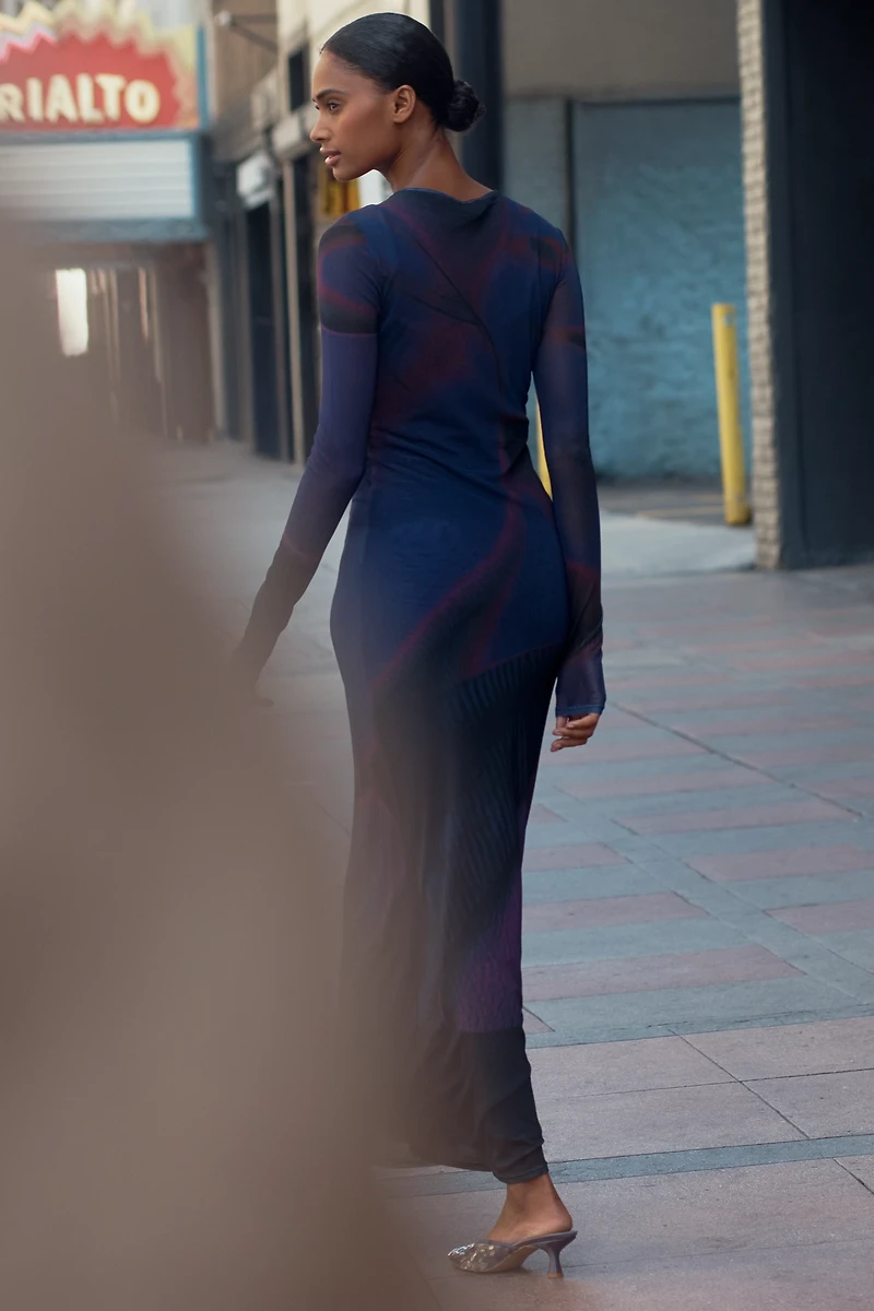 SÆMDI Long-Sleeve Mesh Maxi Dress