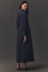 Kinney The Label Ashley Studded Denim Maxi Shirt Dress