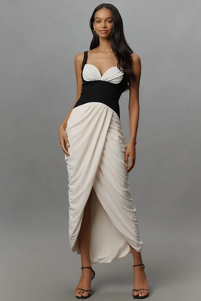 Maeve Ruched Corset Midi Dress