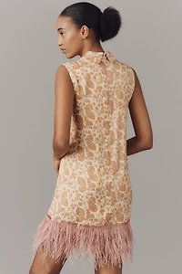 Maude Emery Collared Feather Shift Dress