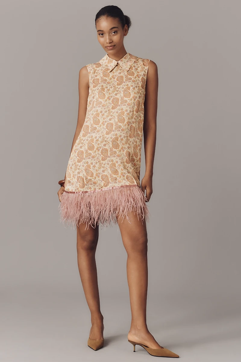 Maude Emery Collared Feather Shift Dress