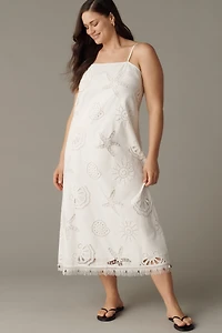 Maude Club Plus Cotton Ciel Eyelet Midi Dress