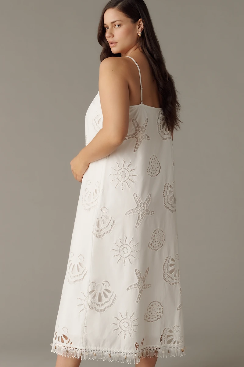 Maude Club Plus Cotton Ciel Eyelet Midi Dress
