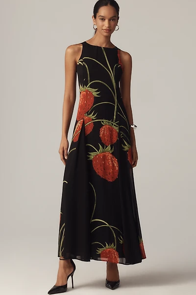 Muma World Hestia Boat-Neck Silk Maxi Dress
