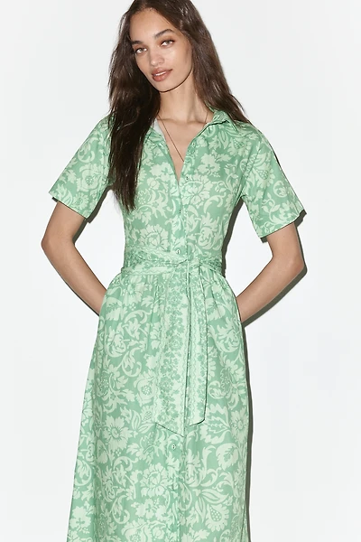 Beau & Ro Elle Cotton Poplin Shirt Dress