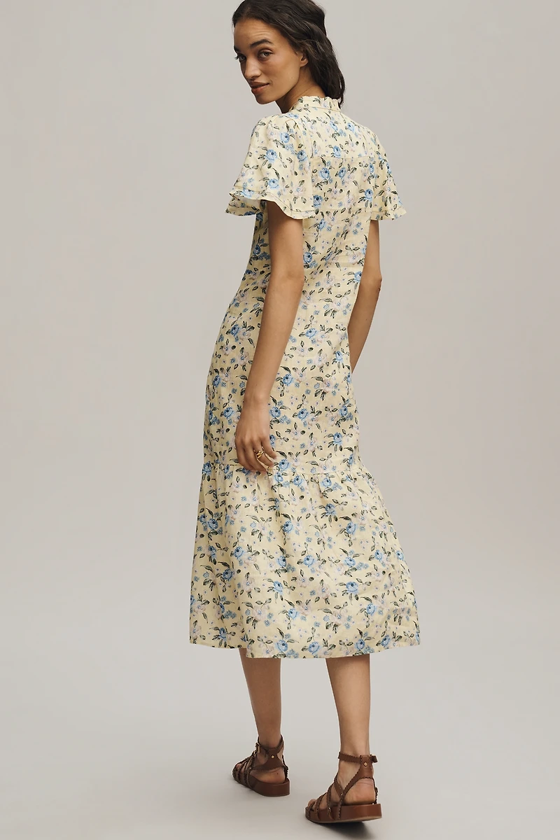 Lanhtropy Willow Linen Short-Sleeve Midi Shirt Dress