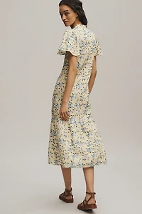 Lanhtropy Willow Linen Short-Sleeve Midi Shirt Dress