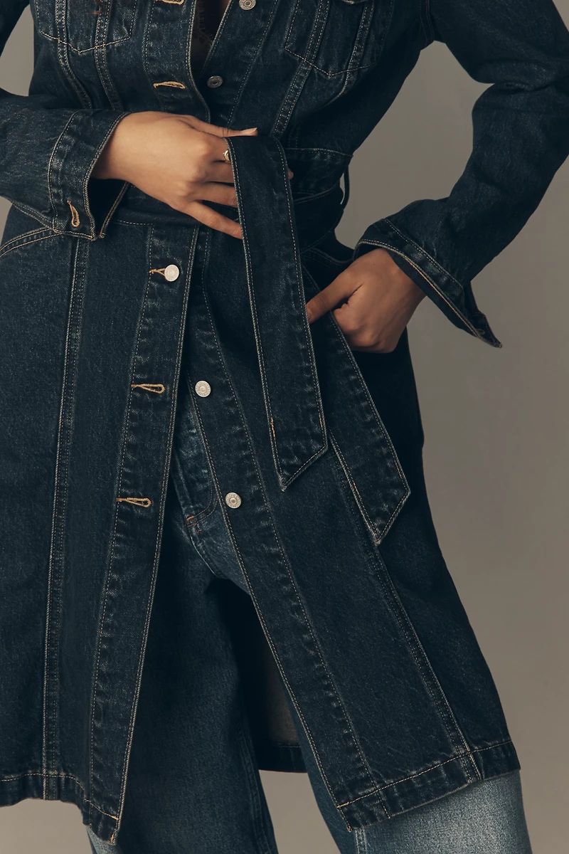 Levi's Faux Fur Collar Belted Denim Coat