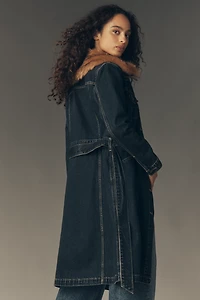 Levi's Faux Fur Collar Belted Denim Coat