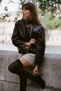 BLANKNYC Faux-Leather Collared Jacket