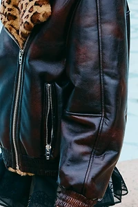 BLANKNYC Faux-Leather Collared Jacket