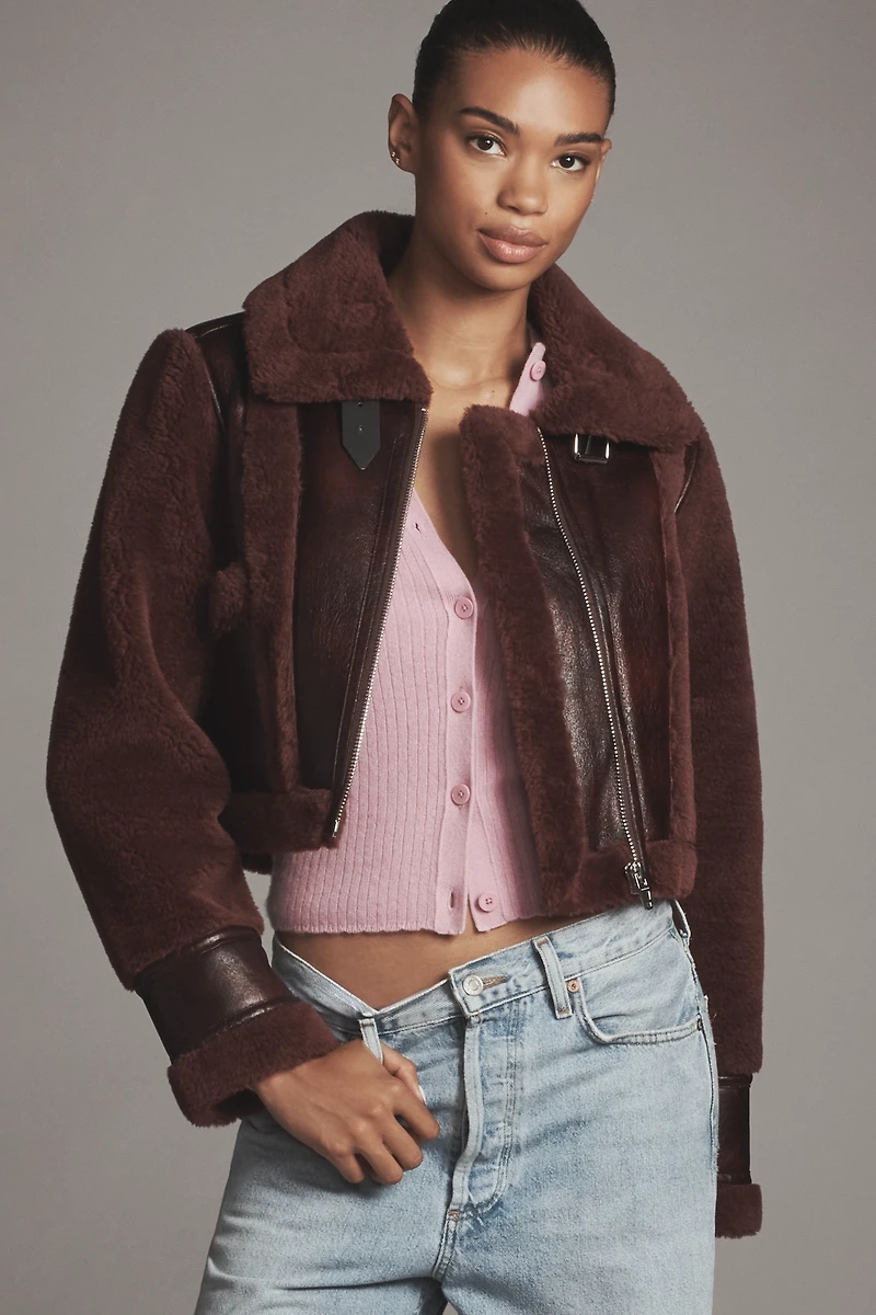 BLANKNYC Head Start Crop Sherpa Fleece Jacket
