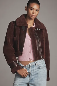 BLANKNYC Head Start Crop Sherpa Fleece Jacket