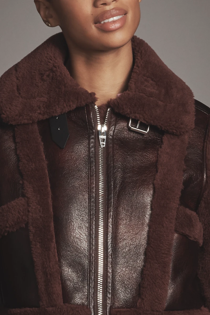 BLANKNYC Head Start Crop Sherpa Fleece Jacket