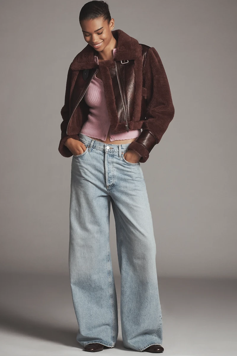 BLANKNYC Head Start Crop Sherpa Fleece Jacket