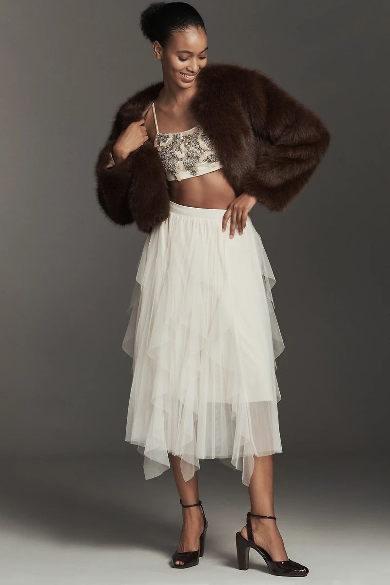 BLANKNYC Gala Affair Faux-Fur Crop Jacket