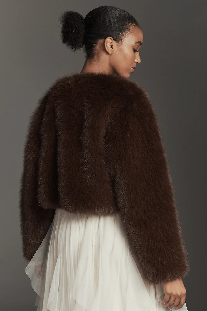 BLANKNYC Gala Affair Faux-Fur Crop Jacket