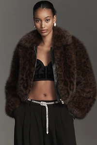BLANKNYC Midnight Run Faux-Fur Leopard Jacket