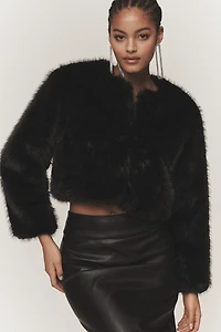 BLANKNYC Gala Affair Faux Fur Crop Jacket