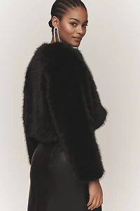 BLANKNYC Gala Affair Faux Fur Crop Jacket