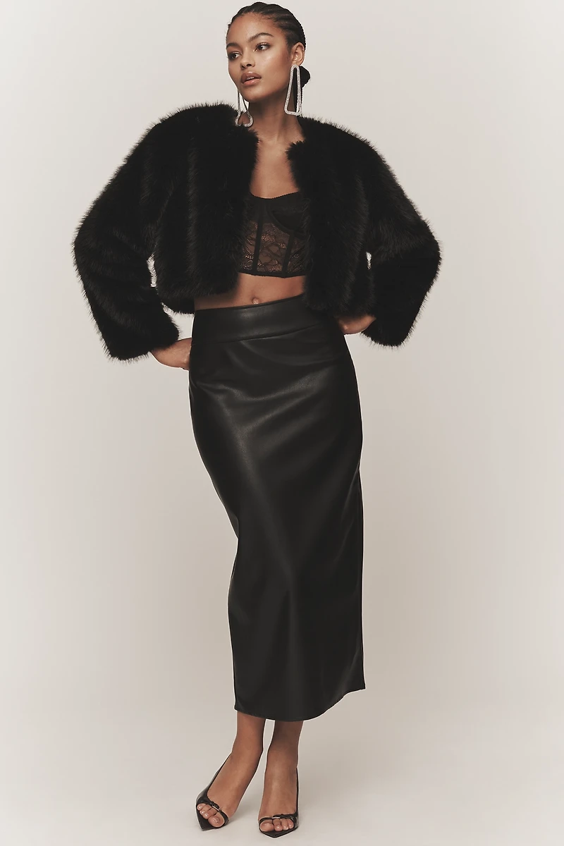 BLANKNYC Gala Affair Faux Fur Crop Jacket