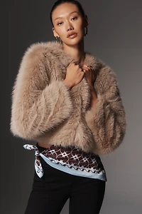 BLANKNYC Gala Affair Faux Fur Crop Jacket