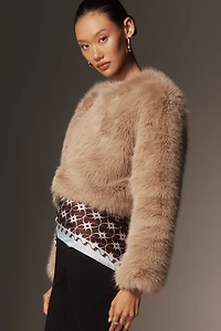 BLANKNYC Gala Affair Faux Fur Crop Jacket