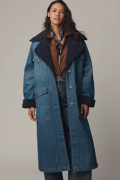 Wrangler Wrange Sherpa-Fleece-Lined Denim Coat