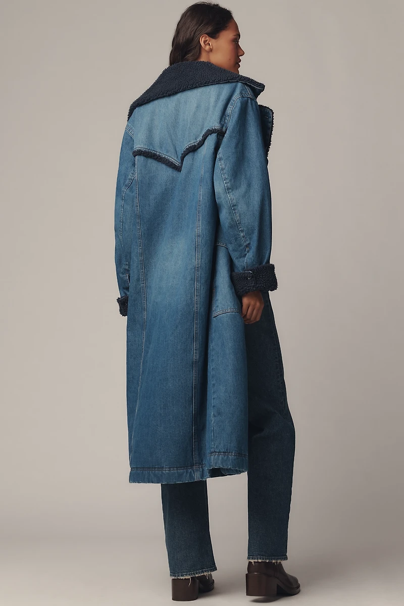 Wrangler Wrange Sherpa-Fleece-Lined Denim Coat