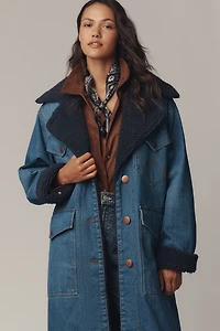 Wrangler Wrange Sherpa-Fleece-Lined Denim Coat