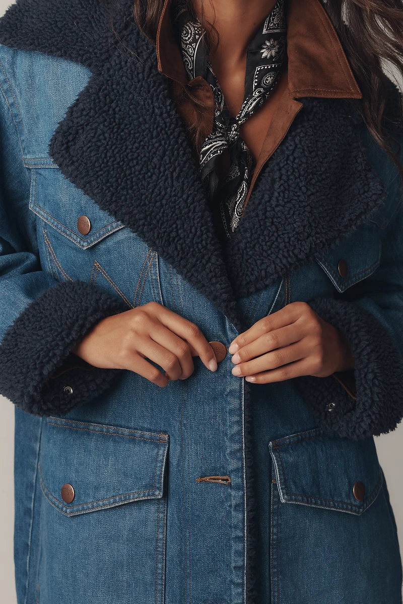 Wrangler Wrange Sherpa-Fleece-Lined Denim Coat