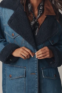 Wrangler Wrange Sherpa-Fleece-Lined Denim Coat