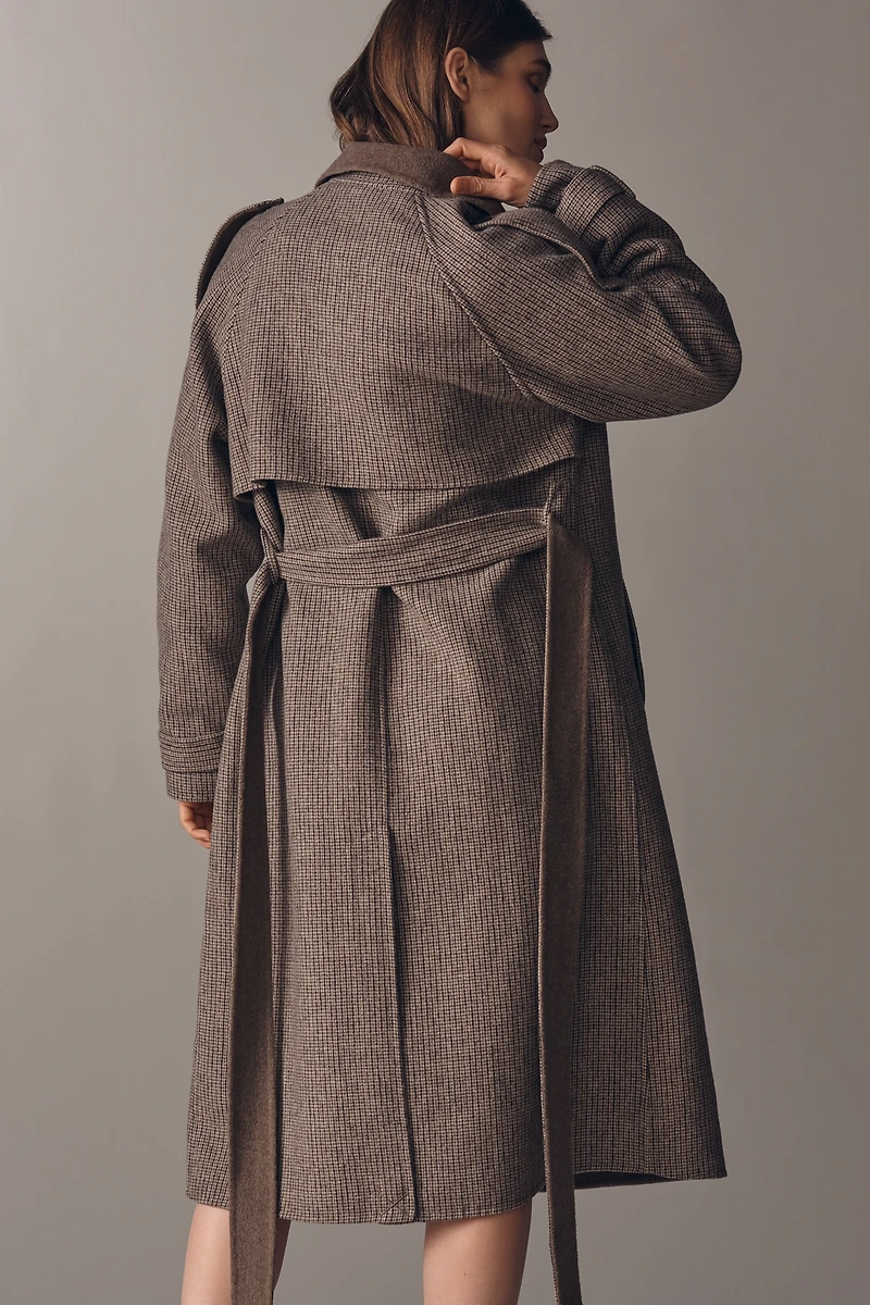 Line & Dot Henry Plaid Wool Blend Trench Coat