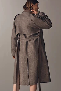 Line & Dot Henry Plaid Wool Blend Trench Coat