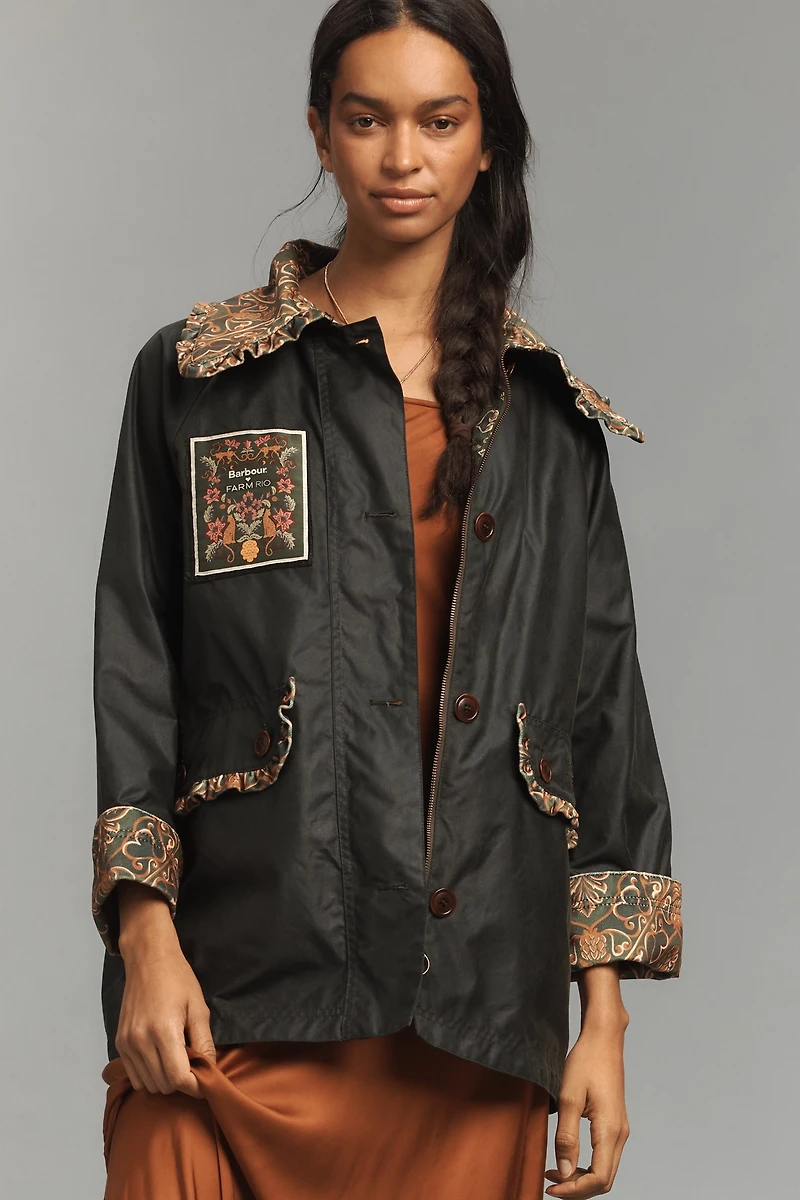 Barbour x Farm Rio Maria-Clara Waxed Jacket