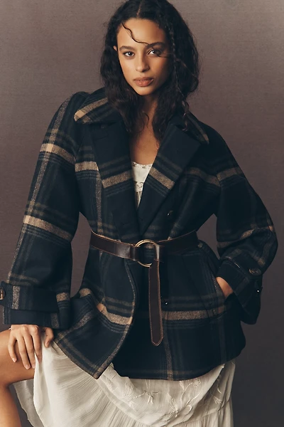 Barbour Tara Wool Blend Plaid Coat