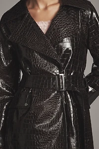 Bernardo Embossed Faux-Croc Trench Coat
