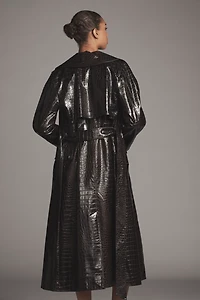 Bernardo Embossed Faux-Croc Trench Coat